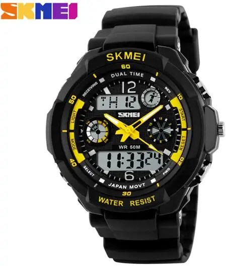 Yellow SKMEI люксовый бренд Мужские Военные Спортивные часы цифровой светодиодный кварцевые наручные часы для улицы повседневные часы relogio masculino - Цвет: Yellow