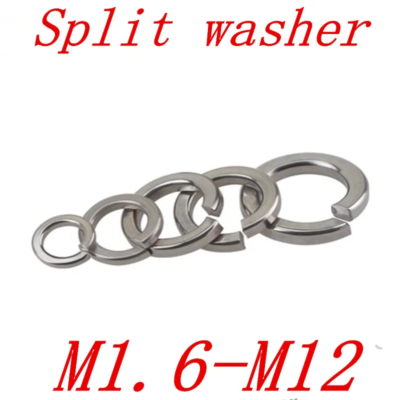20-100pcs GB93 A2 304 Stainless Steel Spring Split Lock Washer Elastic Gasket M1.6 M2 M2.5 M3 M4 M5 M6 M8 M10 M12