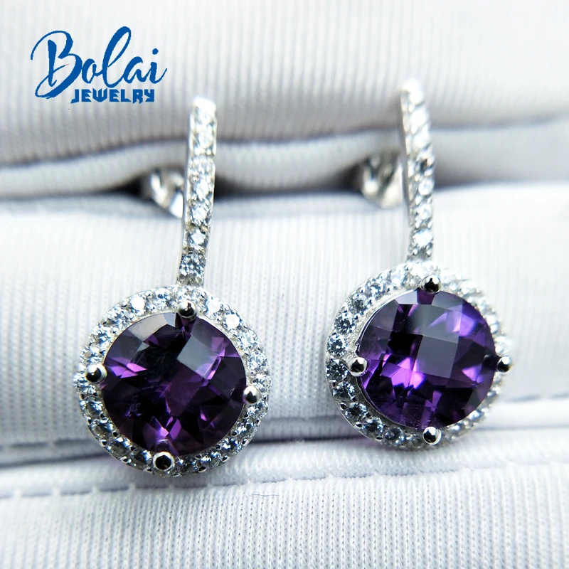 Bolaijewelry, дизайн Природный Африканский аметист круглые 8 мм Чековая доска для женщин юбилей вечерние вещи лучший подарок