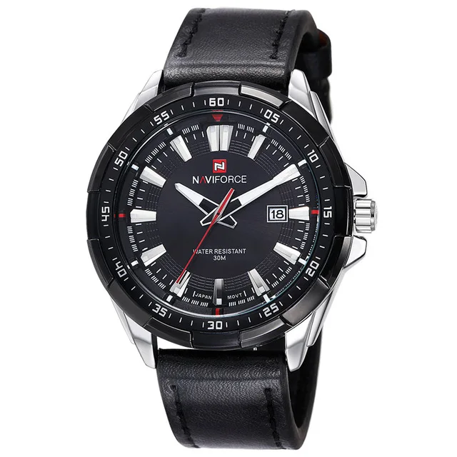 black sliver Лучшие Роскошные брендовые Модные мужские наручные часы naviforce Militray Спортивные кварцевые мужские часы кожаные водонепроницаемые мужские наручные часы Мужские часы - Цвет: black sliver