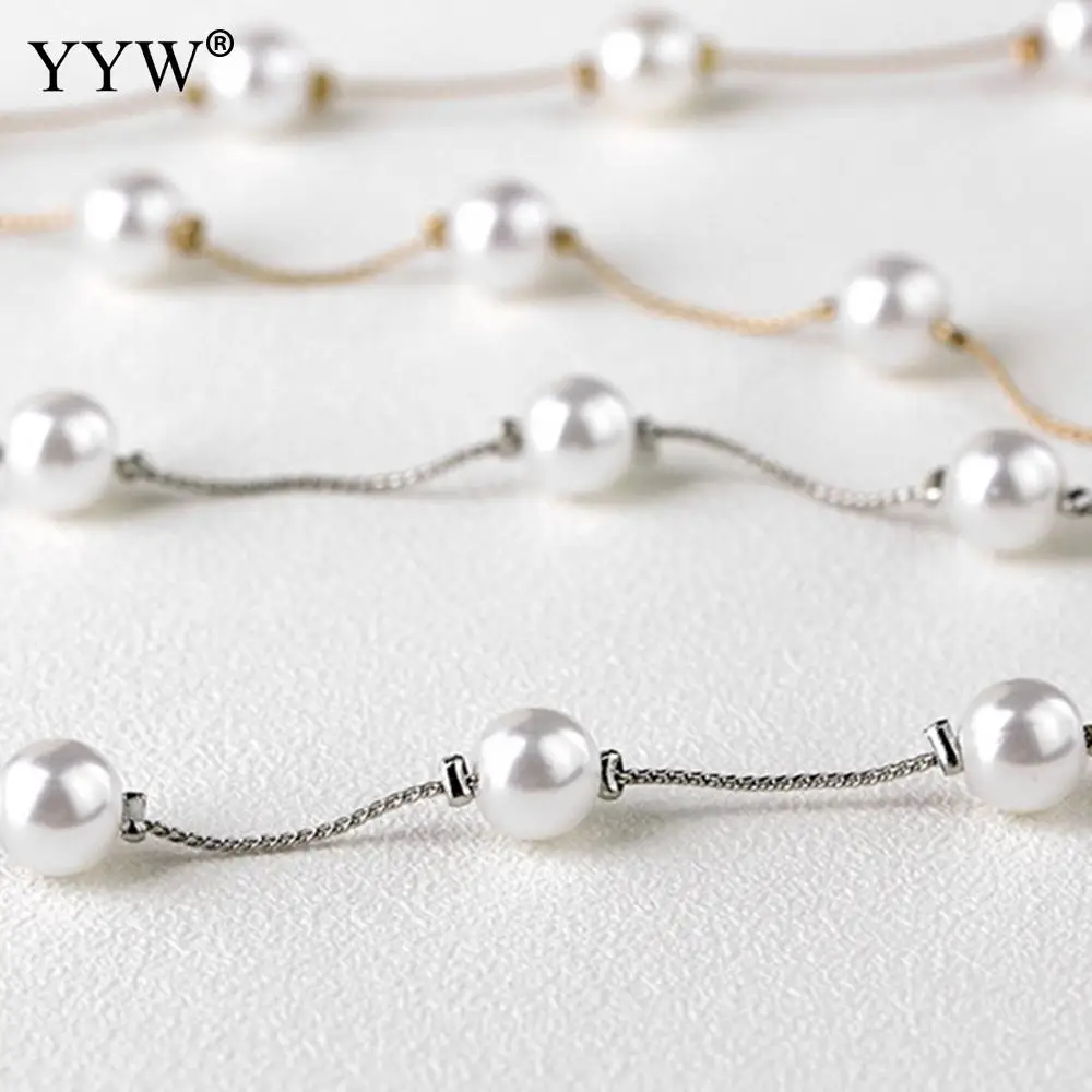 YYW Новое Элегантное серебряное/золотое покрытие пластиковое жемчужное ожерелье