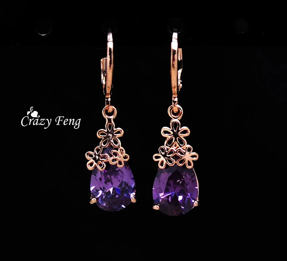 Crazy Feng (Лея фенг) в виде капли воды серьги для женщин/Одежда девочек розового