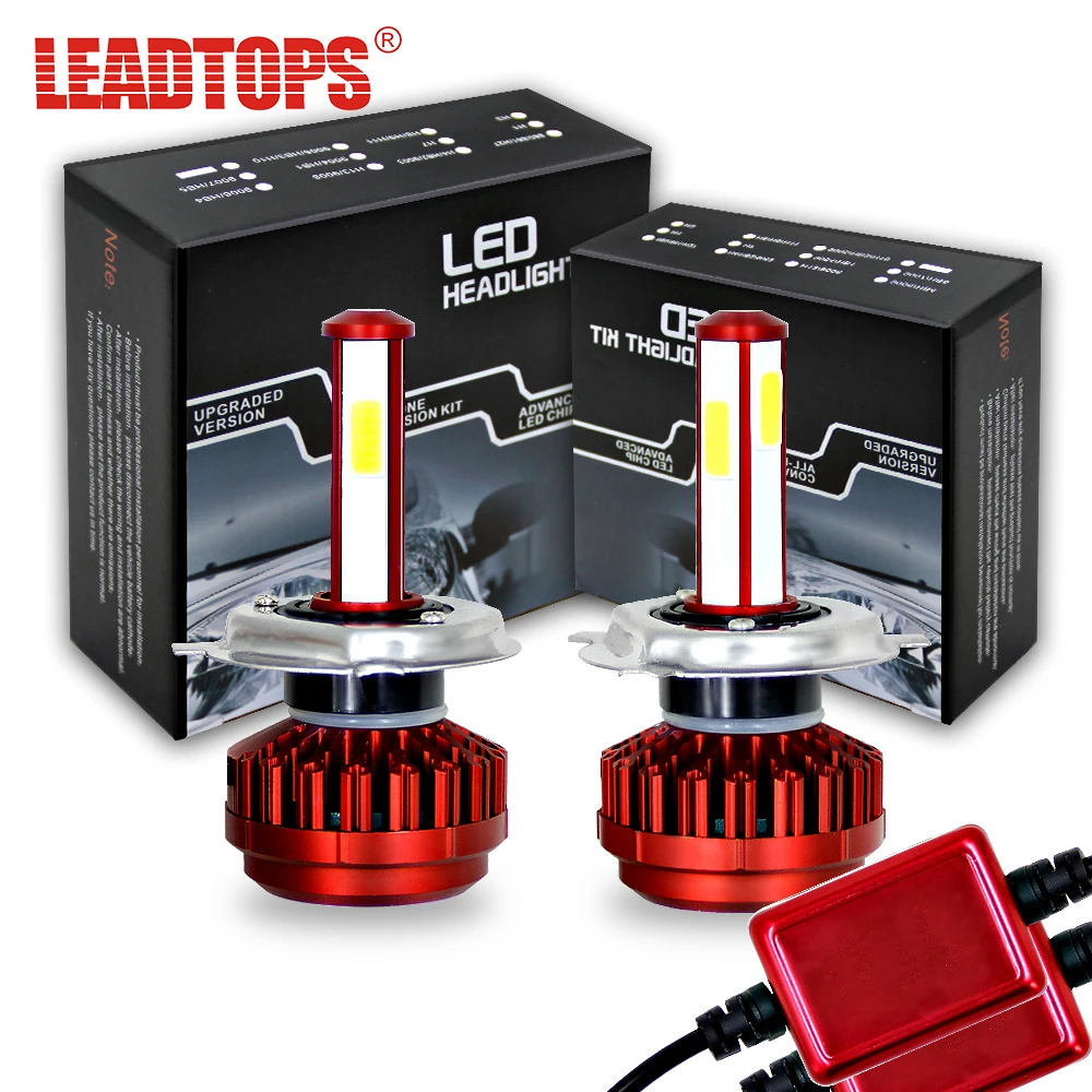 LEADTOPS 2 шт. H1 H4 H7 светодиодный светильник с головкой Лампа 9005 9006 COB 80 Вт 8000LM все в