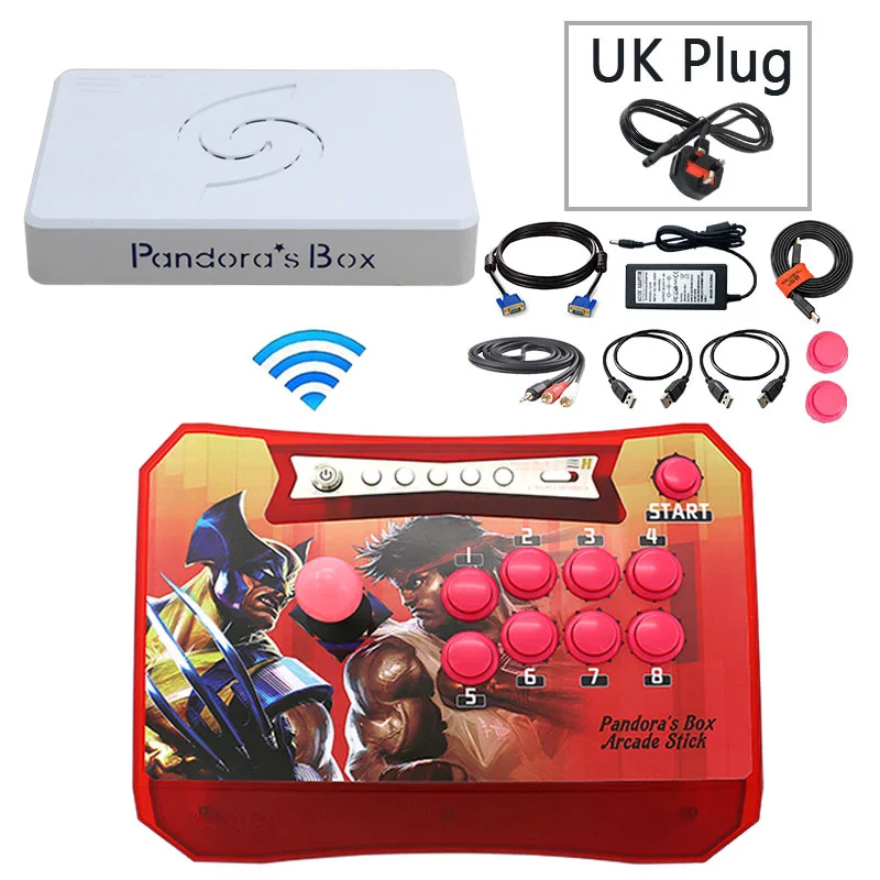 1P red UK plug Ящик Пандоры 6 1300 в 1 беспроводный игровой контроллер Поддержка fba mame ps1 аркадная игра аркада джойстик борьба игровой контроллер комплект 3d - Цвет: 1P red UK plug