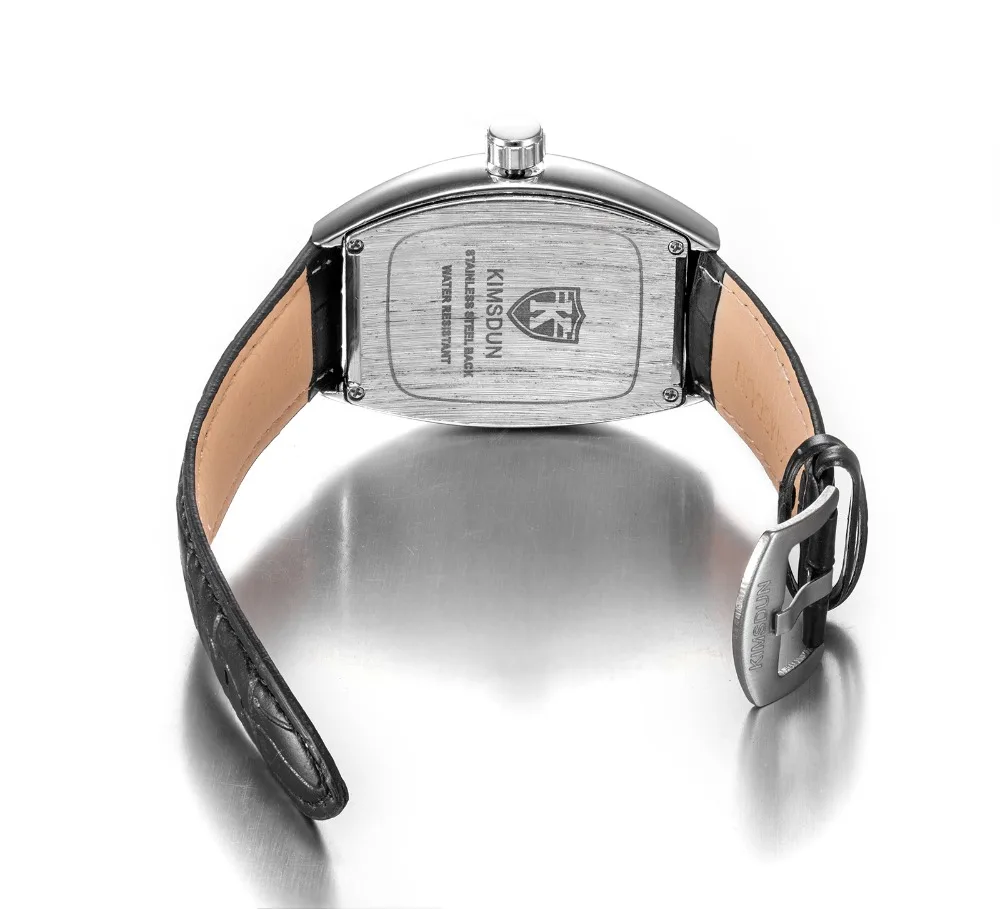 

Luxury fashion brand KIMSDUN men tonneau date display casual luminous quartz watch Relogio Masculino clock leather strap