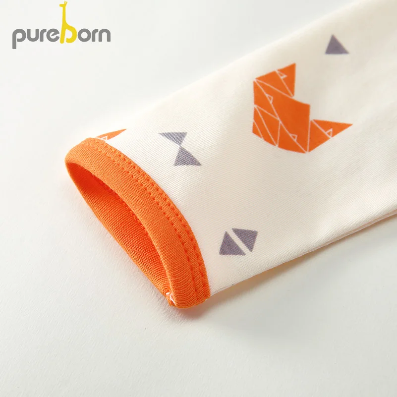 Pureborn/боди для новорожденных мальчиков и девочек Хлопковая одежда с длинными