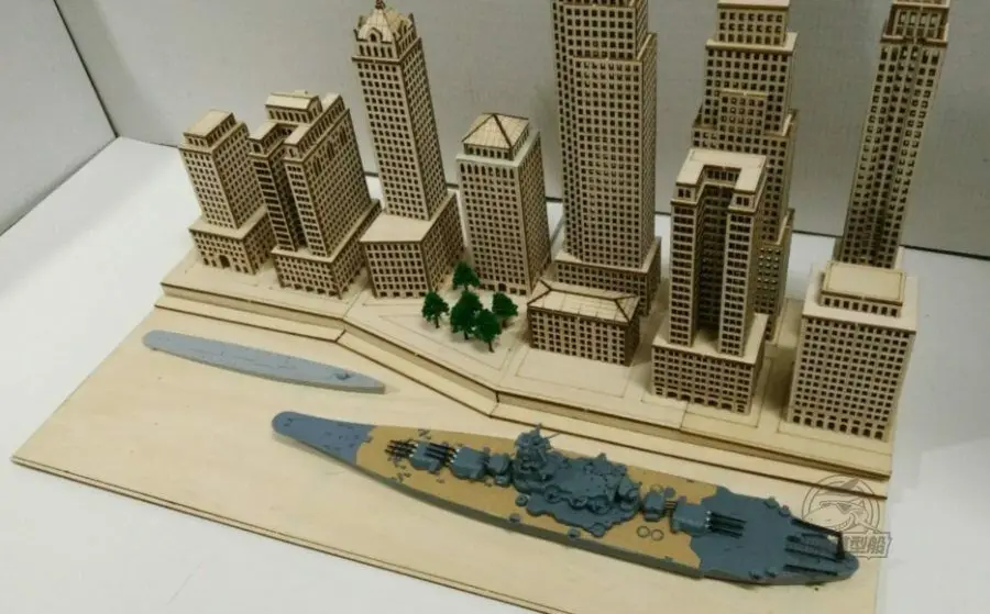 Деревянная Сборная модель в масштабе 1/700 виде порта Нью Йорка|Наборы для сборки