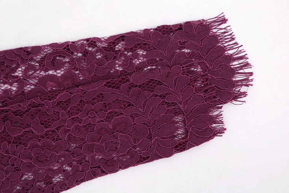 2018 новое вино с красным кружевом Круглая горловина длинным рукавом спинки