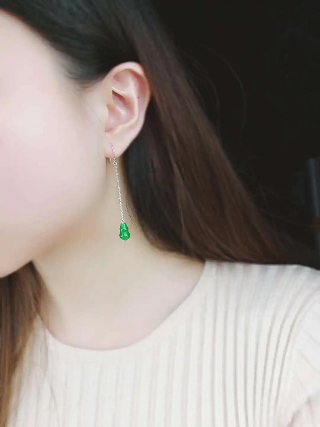 Лидер продаж 2018 новые серьги модные ювелирные украшения Tielong Raw Jadeite Jade изящная