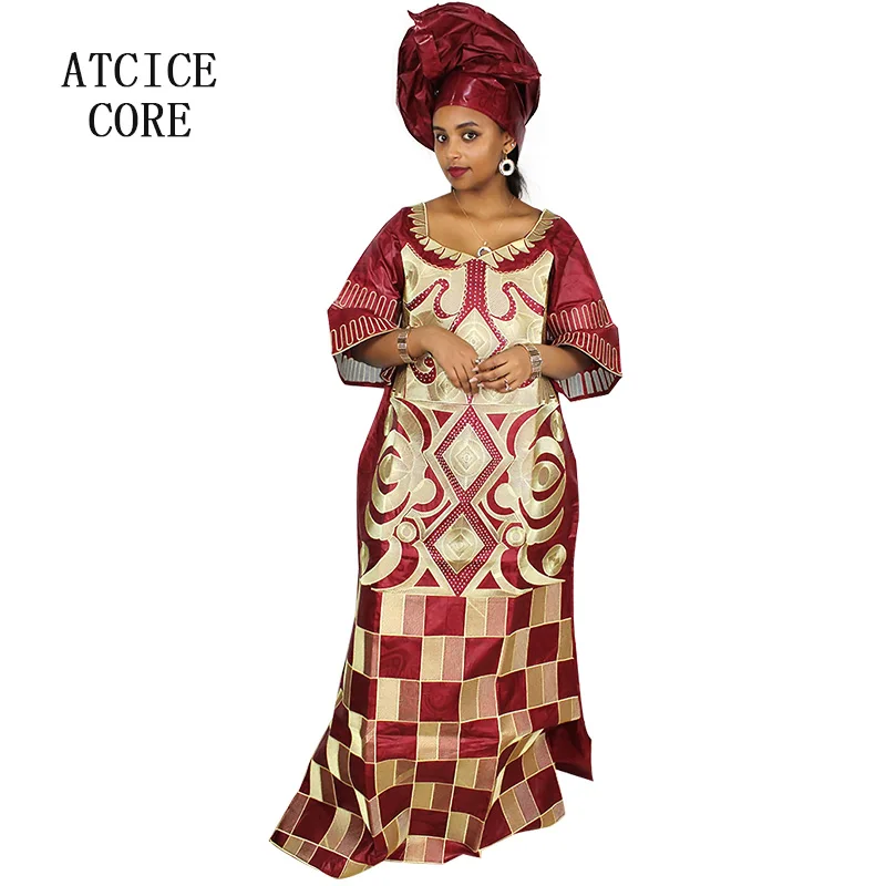 african dresses for woman bazin riche embroidery design long dress A023 | Тематическая одежда и униформа