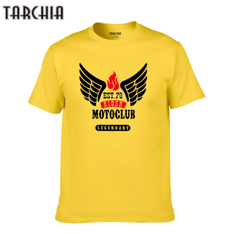 TARCHIA 2021 Tees Tops Homme Print Cotton Short Sleeve Motoclub Rider New Summer T Shirt Casual Slim Men Plus Size Fashion | Мужская