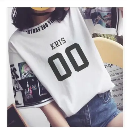 Kpop EXO/женские свободные футболки k-pop с круглым воротником Harajuku, студенческие Топы с коротким рукавом, футболка Летняя Модная хлопковая футболка