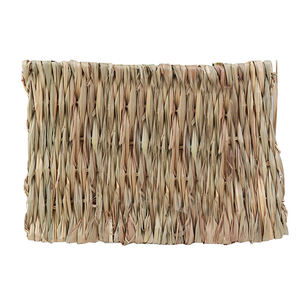 hot!Grass Woven Guinea Pig Rabbit Hamster Bed Mat Straw Nest Cage Pet Chew Toy Pad