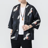 crane robe japanese style kimono yukata 3xl man loose sunscreen cardigan 4xl chinese element han fu kimono haori 5xl