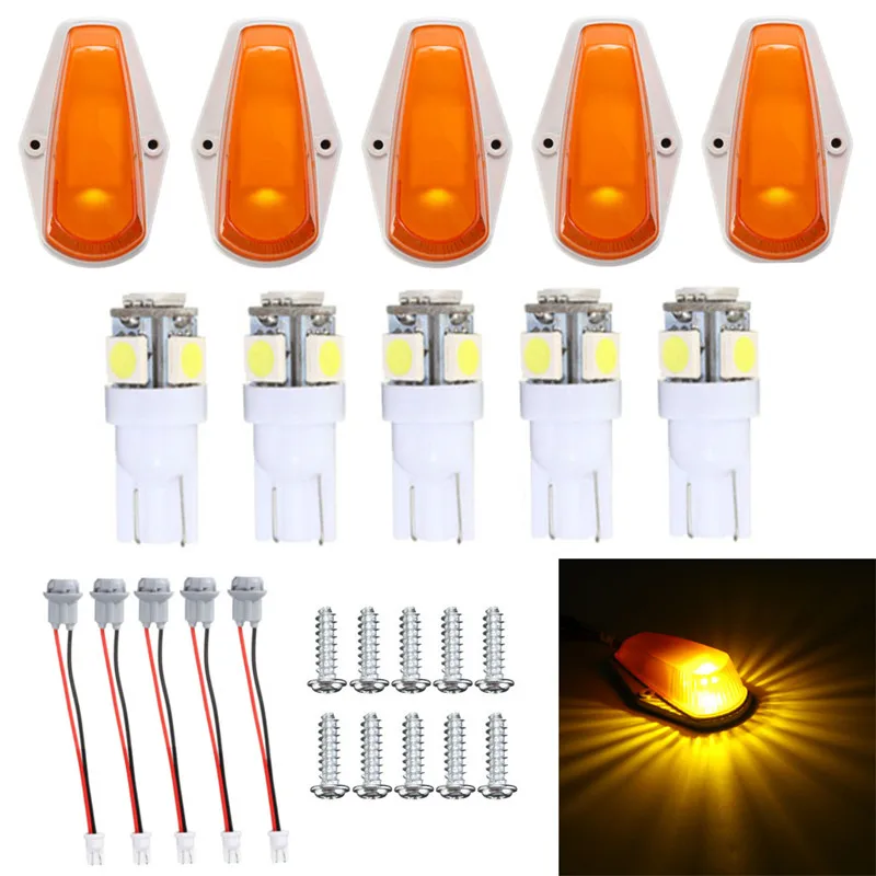 5 шт./компл. Янтарная лампа для габаритных огней T10 5050 SMD крыши ходовые огни