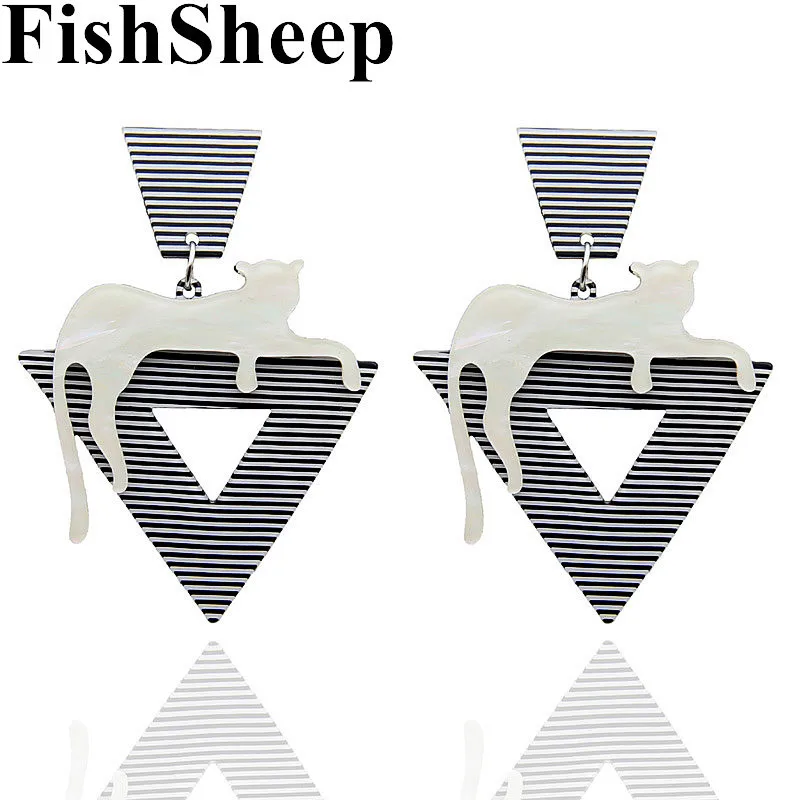 

FishSheep Statement 2018 New Animal Big Acrylic Earrings For Women ZA Geometric Acetic Acid Dangle Drop Earring Party Jewelry