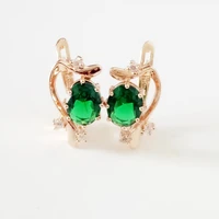 luxury women earring 585 rose gold jewelry fashion cubic zircon jewelry office drop earrings