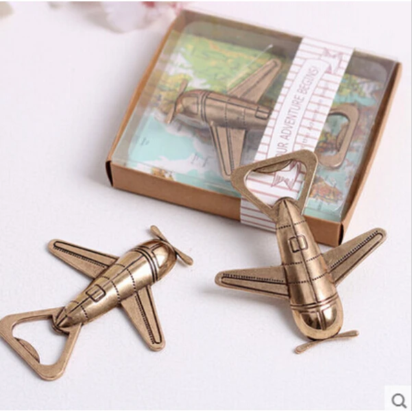 

Free shipping wedding favor gift giveaways for guest "Let the Adventure Begin" Airplane Bottle Opener party souvenir 100pcs/lot