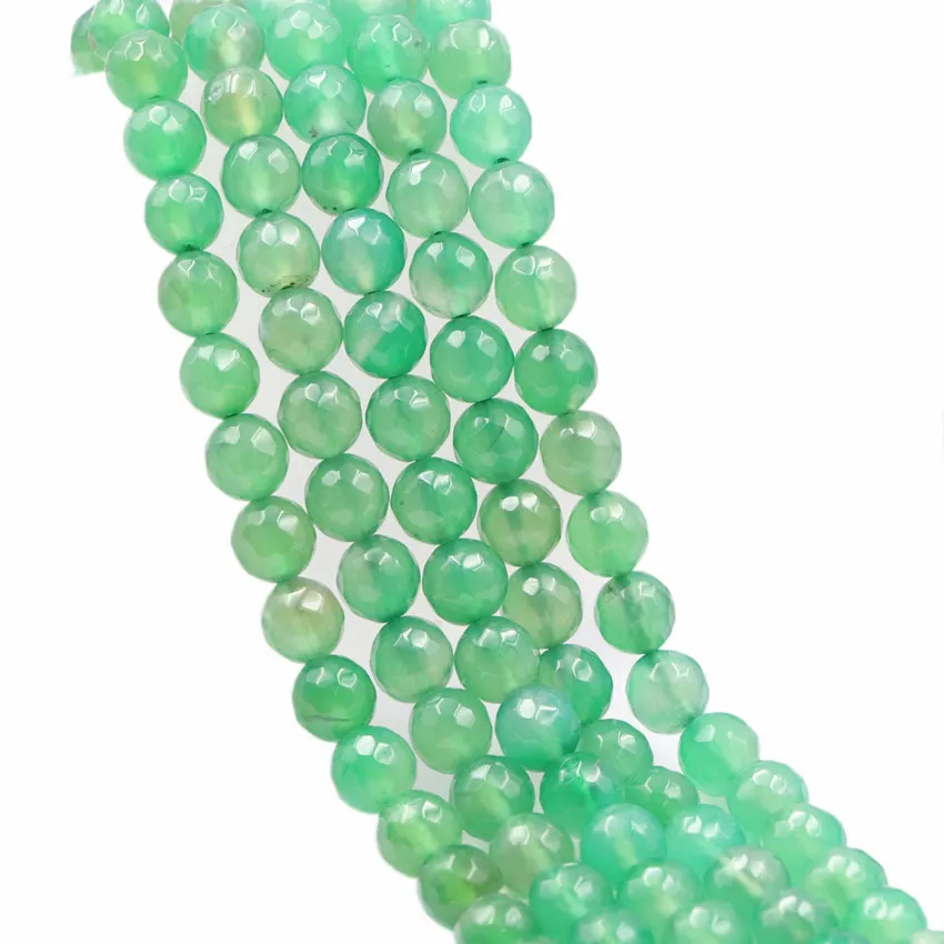 Natural Agat Stone Faceted Round Loose Beads Jewelry Making DIY Bracelet Necklace 6 8 10 12mm Onyx Green Accessories 15inch A02 | Украшения
