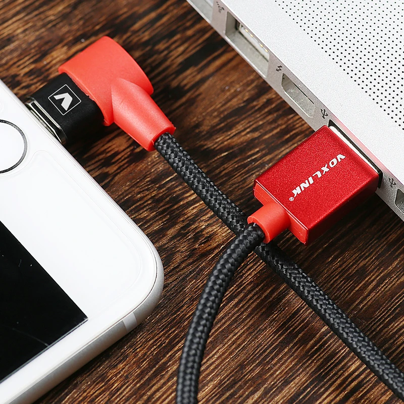 Магнитный usb-кабель VOXLINK 90 градусов зарядный кабель для iPhone X 8 plus 7 6 6s Plus 5 5S SE iPad