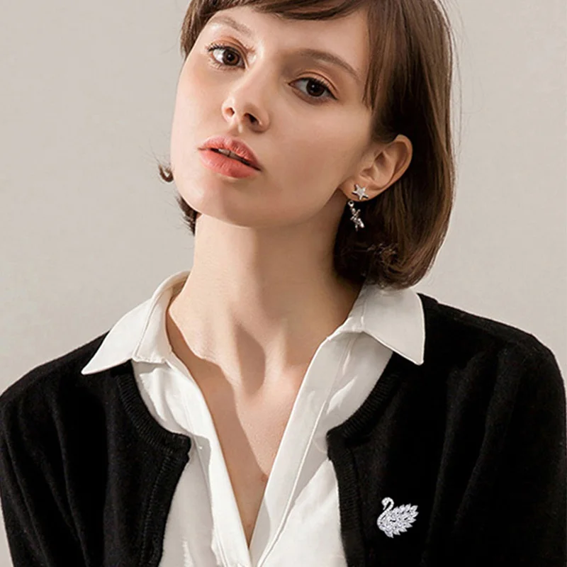

3 Colors Luxury Zircon Cute Crystal Swan Brooches for Women Elegant Scarf Pins Dress Wedding Corsage Pin Fashion Jewelry broche