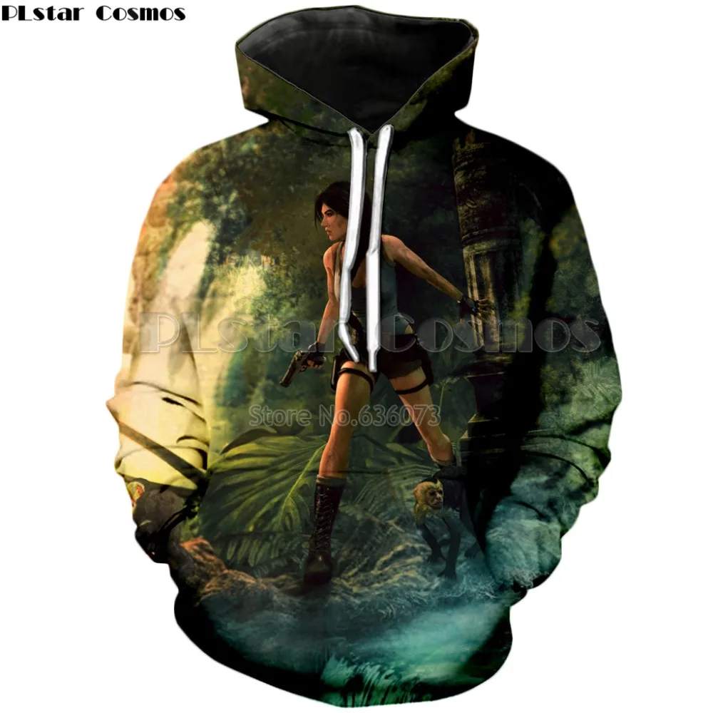 PLstar Cosmos классические игры Tomb Raider Hoodie Модный женский мужской свитер с капюшоном Heroine Lara Croft 3d печать Hoody