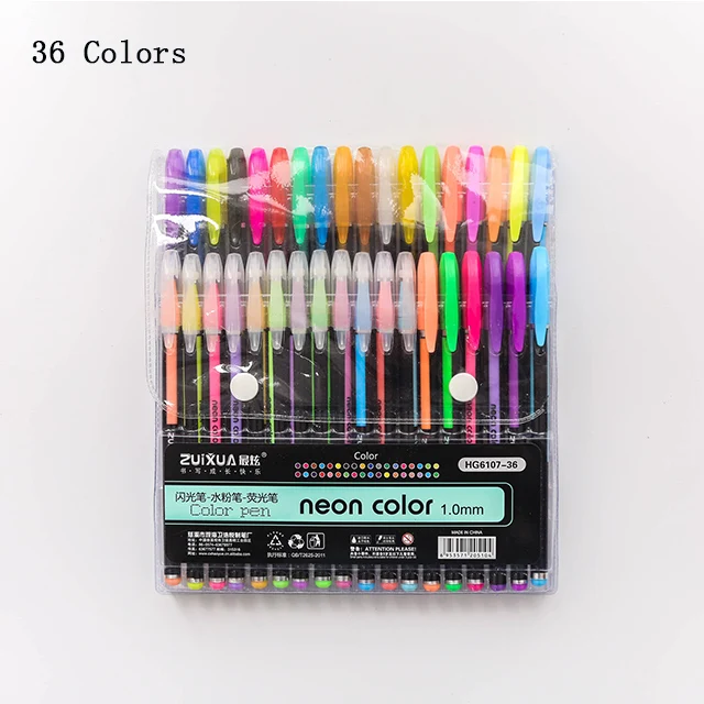 24 Colors Набор разноцветных блестящих ручек Kawaii 1,0 мм, гелевая ручка, маркер, Меловые карандаши для воды, для школы, письма, рисования, художественный набор канцелярских принадлежностей - Цвет: 24 Colors