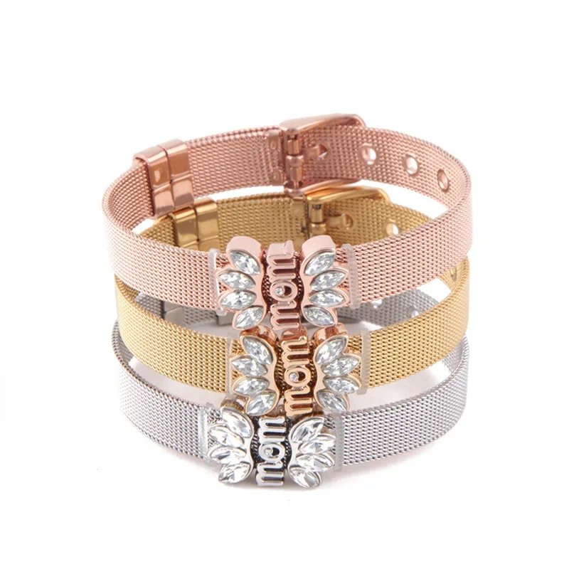 ARMNVNV 2018 Family KEEPERS Collection Stainless Steel Mesh Bracelet with Flower MOM Pearl Keeper Charms as a Gift for 1Set | Украшения и