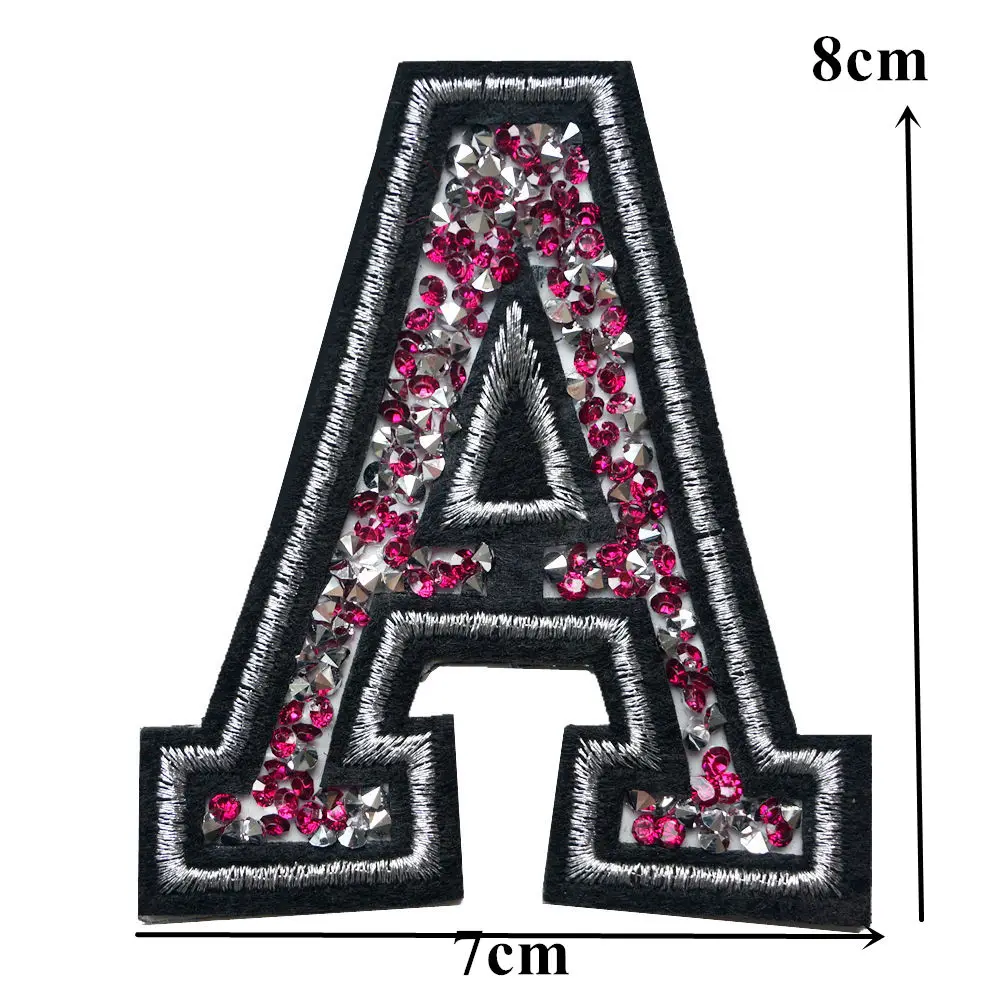 26 букв алфавита красные серебряные стразы патчи для пришивания утюгом вышитые