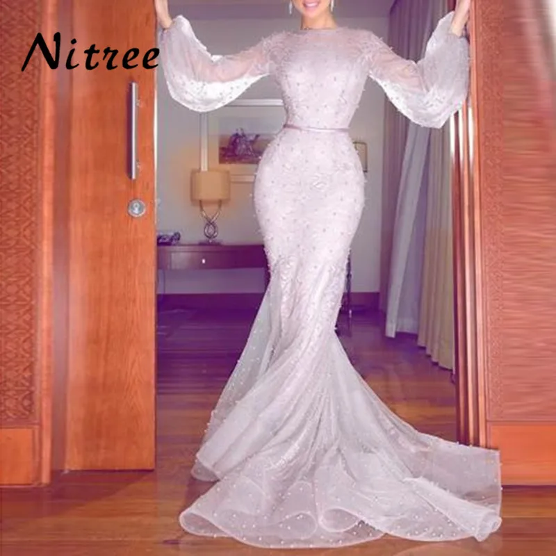 Арабское мусульманское вечернее платье из жемчуга Robe de soiree Turkey Lebanon в Дубае вечерние платья цвета шампанского для выпускного вечера марокканское кафта - Цвет: Lilac