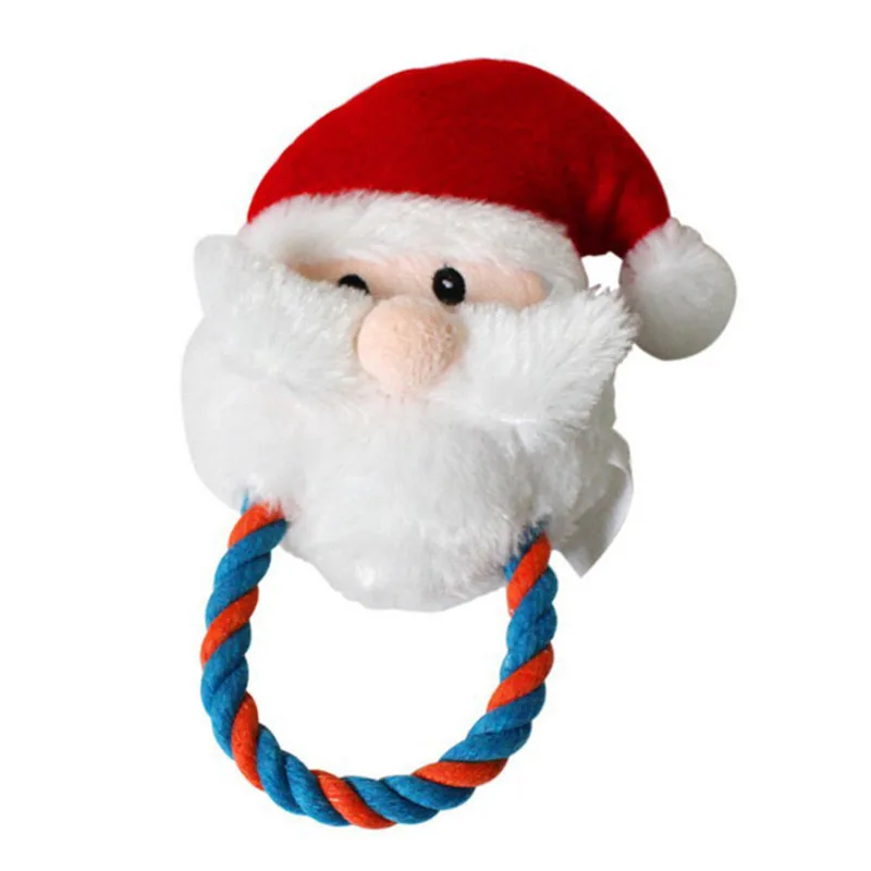 Santa Claus Рождественские плюшевые игрушки для домашних животных, игрушки для чистки зубов с эхолотом Санта Клауса, снеговика, пищащие жевательные игрушки для домашних животных, игрушки для собак, кошек - Цвет: Santa Claus