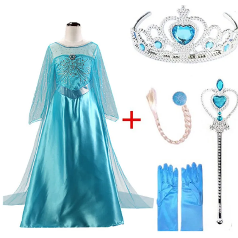 2018 Anna Elsa Dress for Girl Princess Part Cosplay Costume With Crown Wig Set Halloween Up | Детская одежда и обувь