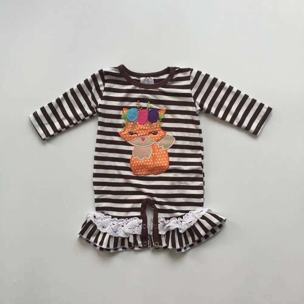 Новое поступление осенне зимний комбинезон в коричневую полоску с лисой и