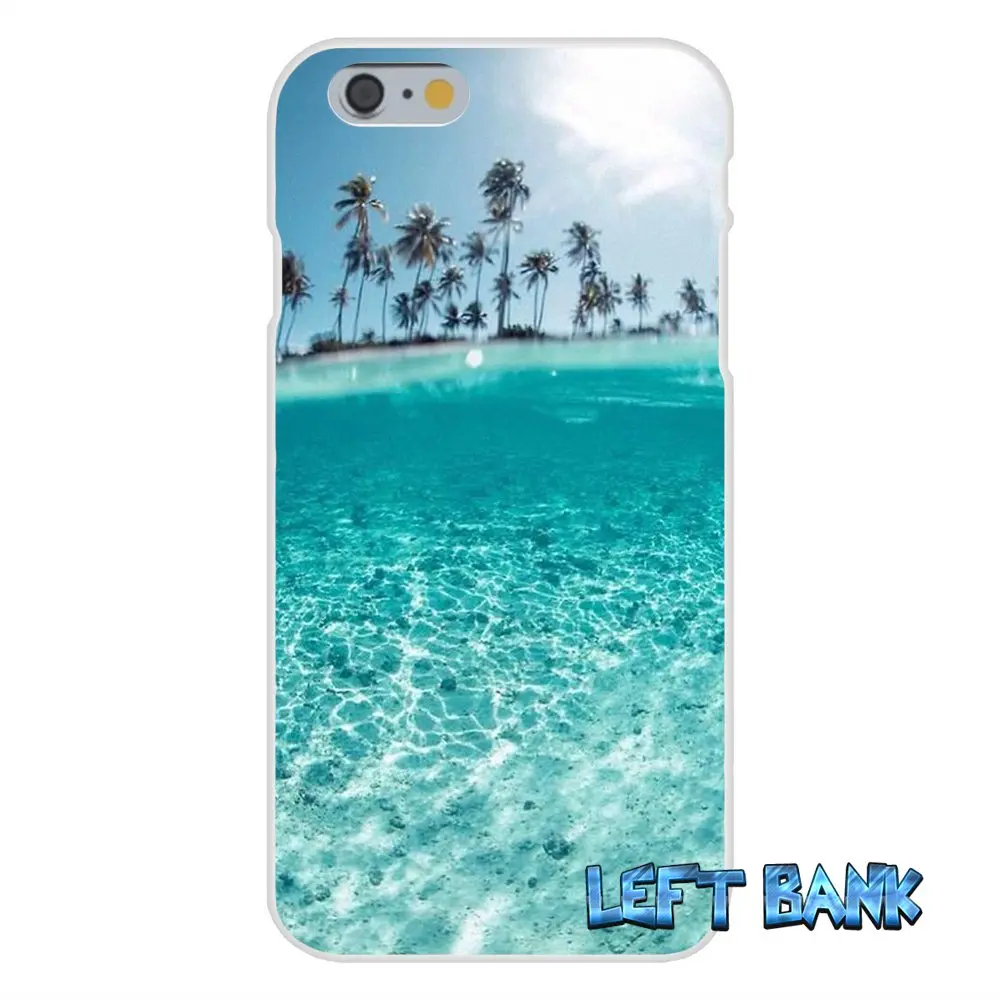 Мягкий силиконовый прозрачный чехол из ТПУ для iPhone 4 4S 5 5S 5C SE 6 6S 7 Plus Sunset on sea Palm Tree |