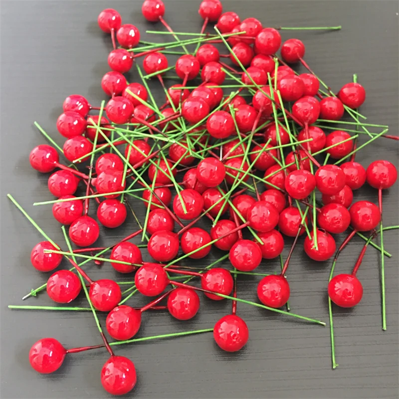 Искусственные красные ягоды вишни вечерние украшения для дома на елку