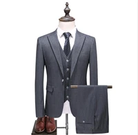 jacketvestpants 2018 costume homme 3 pieces stripe grey single button men suits classic suits mens business herren anzug