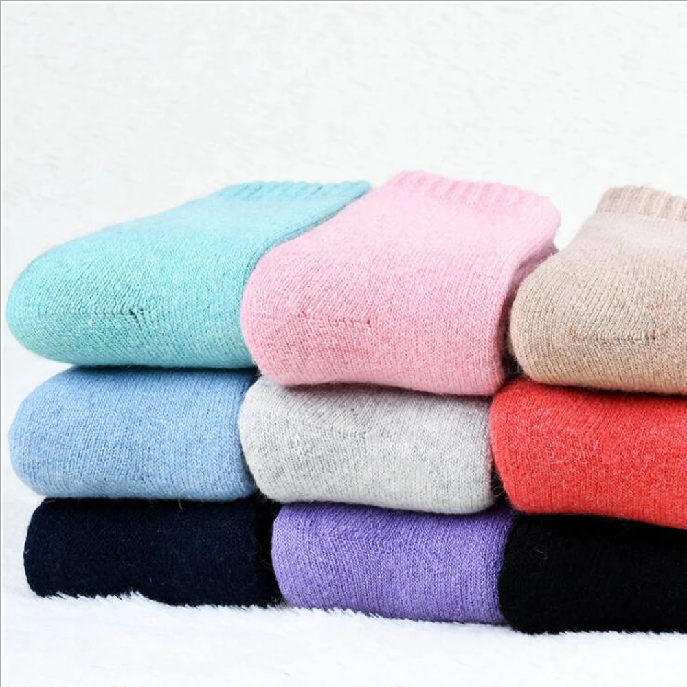 

10 pieces = 5 pairs High Quality Super Thick Rabbit Wool Socks Thick Warm Terry Socks Women Winter Socks Solid Color