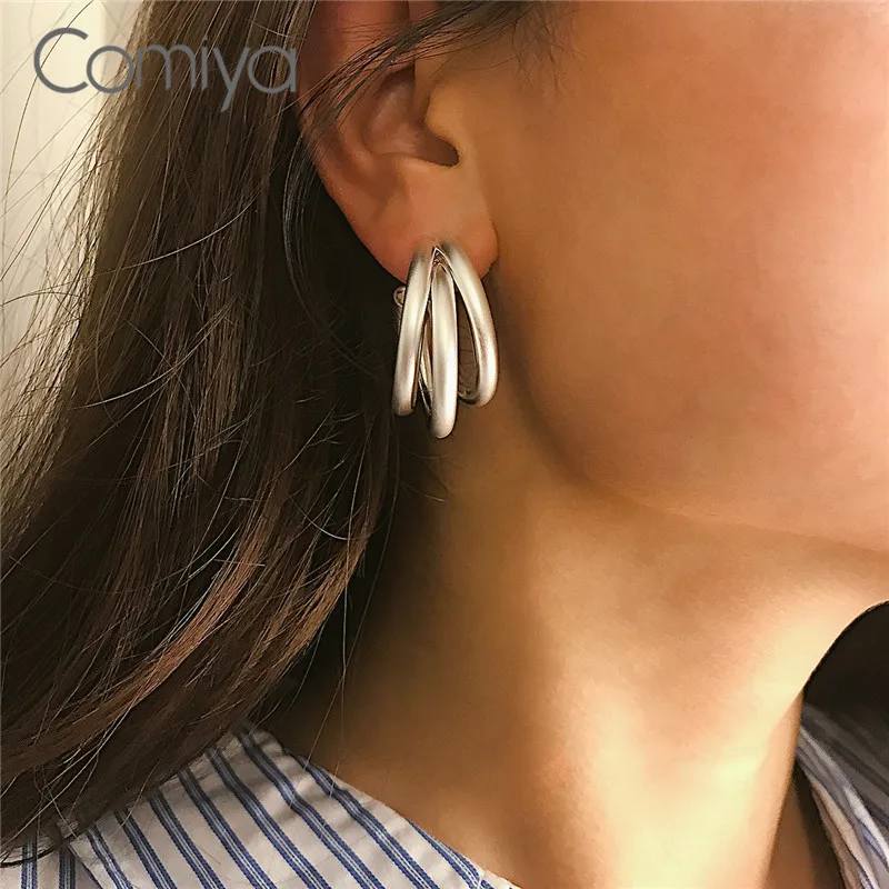 Висячие серьги Comiya корейские золотистые и Серебристые круглые из цинкового