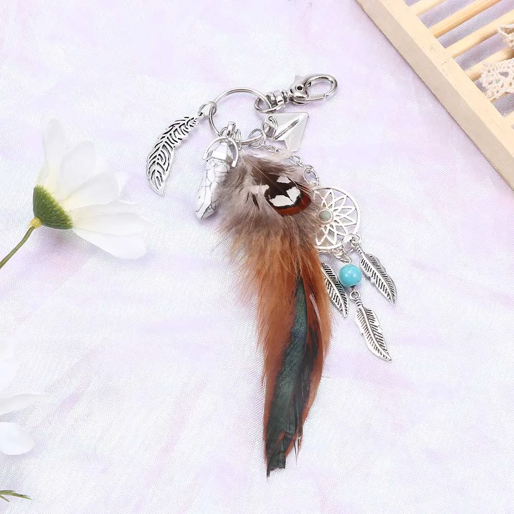 1 шт. Очаровательная Серебряная цветная цепочка для ключей с натуральным камнем в