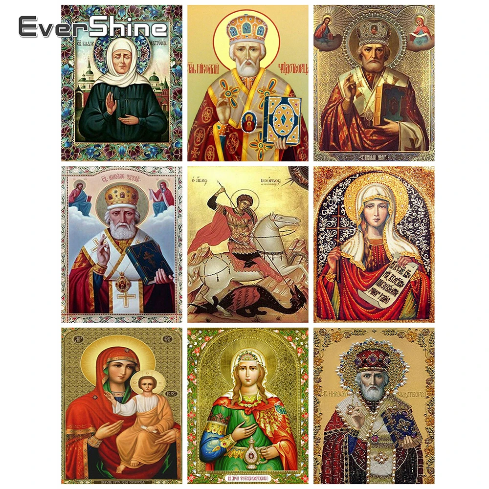 Evershine Diamond Painting Full Drill Square Religion Icon Diamond Embroidery Portrait Cross Stitch Kit Diamond Mosaic Paintings