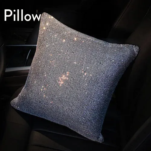 Pillow Стразы, блестящий кристалл, Накладка для ремня безопасности автомобиля, подушка для шеи, поддержка талии, чехол для рулевого колеса, авто аксессуары для интерьера - Название цвета: Pillow