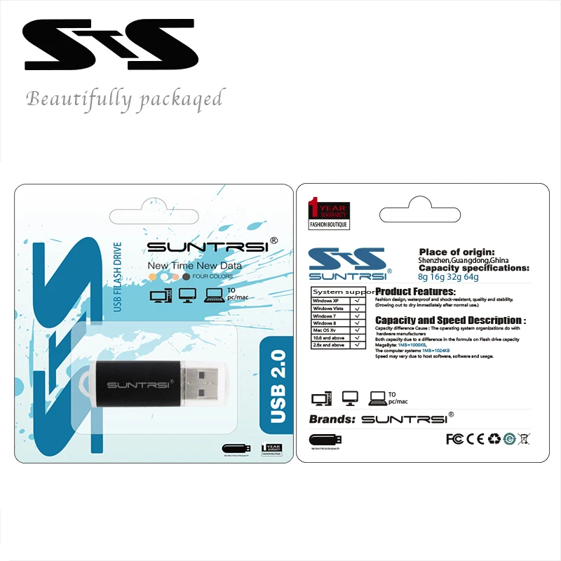 Suntrsi usb флеш-накопитель высокоскоростной 64g usb2.0 32gb 16gb 8gb 4gb memoria флешка для