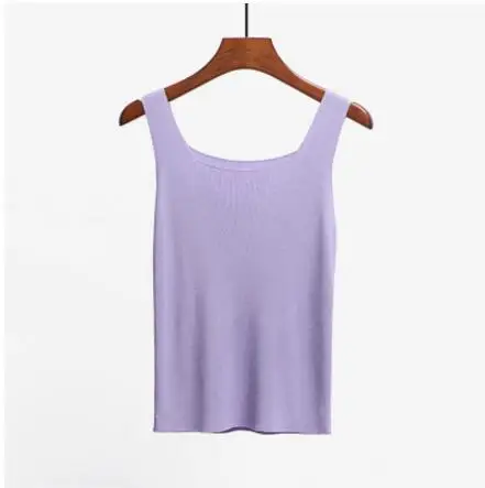 purple NIJIUDING, женская мода, тонкая кофточка, летние вязальные майки, топы, женские, облегающие, без рукавов, камзол с блестящей вискозной вязкой - Цвет: purple