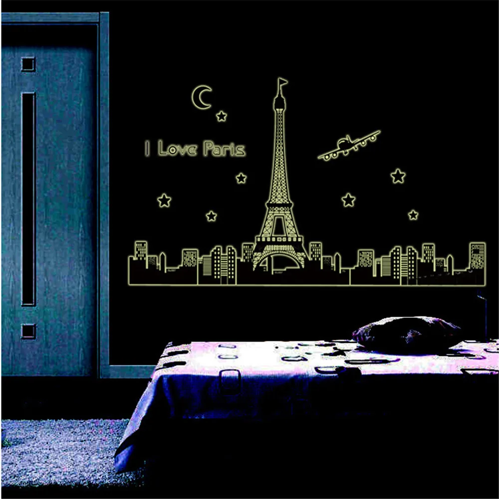 Люминофорсация Париж Эйфелева башня светящиеся наклейки Ночная флуоресцентная