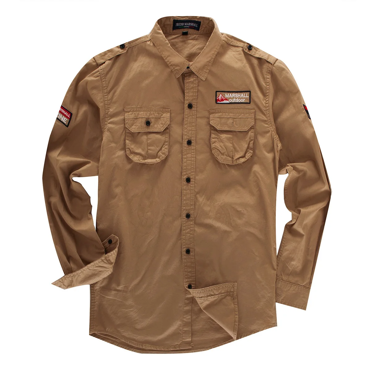 Large Size Men's Outdoor Tactical Climbing Camping Hiking Clothes Male Wear Long Sleeve Lapel Pure Cotton Fishing Hunting Shirt | Спорт и