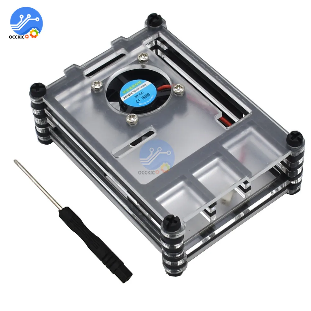 For Raspberry Pi 4 Case Shell for Raspberry Pi GT4A GT3A GT2A Acrylic Cover Shell Box With Cooling Fan and Screwdriver