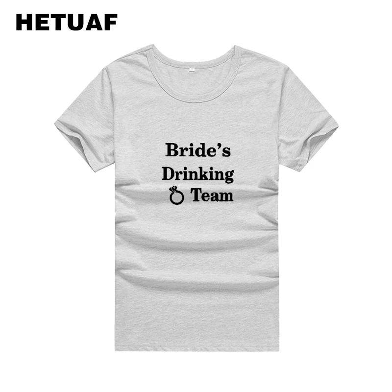 HETUAF невесты Drinking Team Футболка женская 2018 хипстер с картинками Свадебный футболка