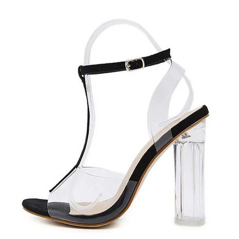 2020 летние сандалии из ПВХ прозрачные туфли лодочки с Т образным ремешком Женская