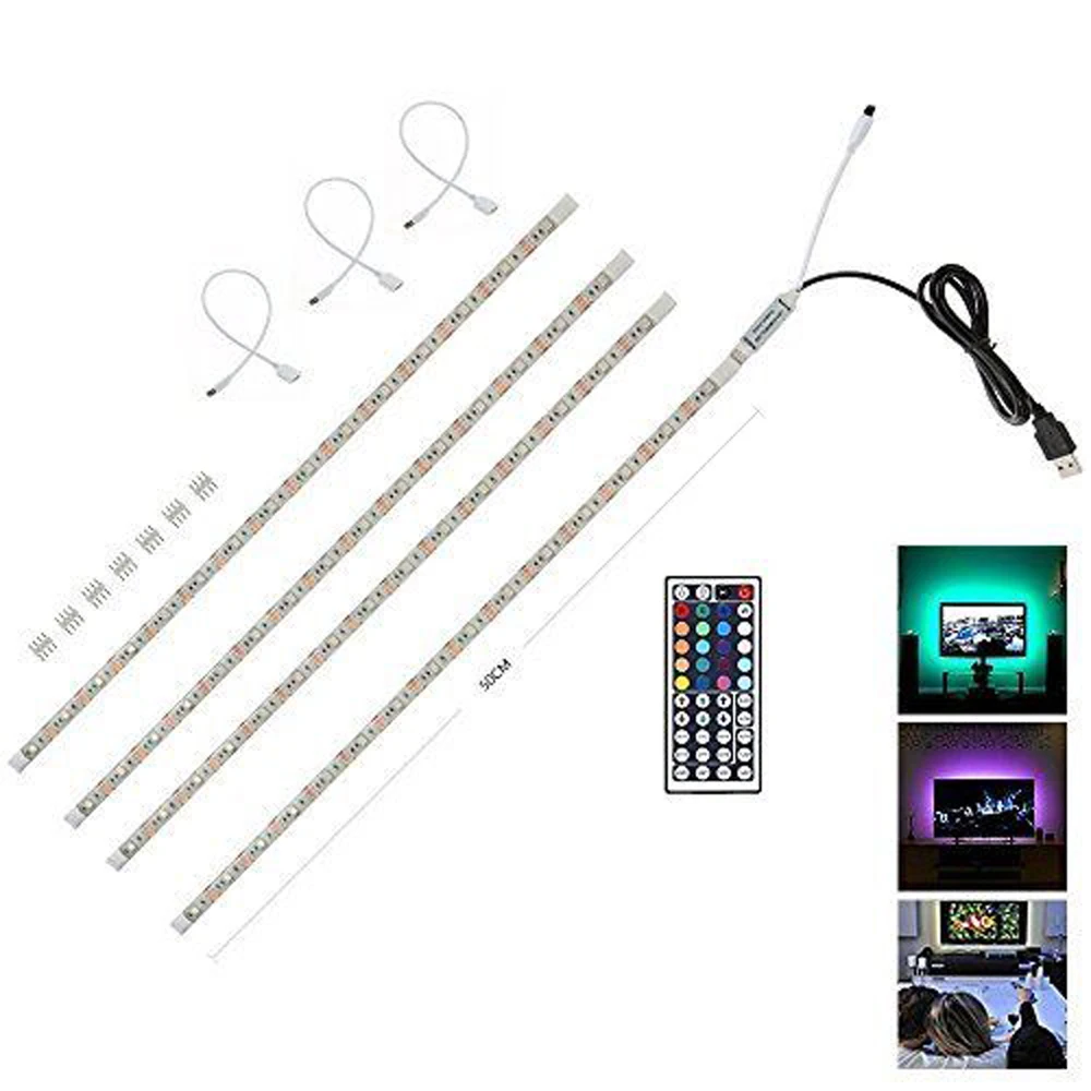 RGB Светодиодная лента USB изменяющая цвет 5050 SMD комплект освещения ТВ ПК PS4 фоновая