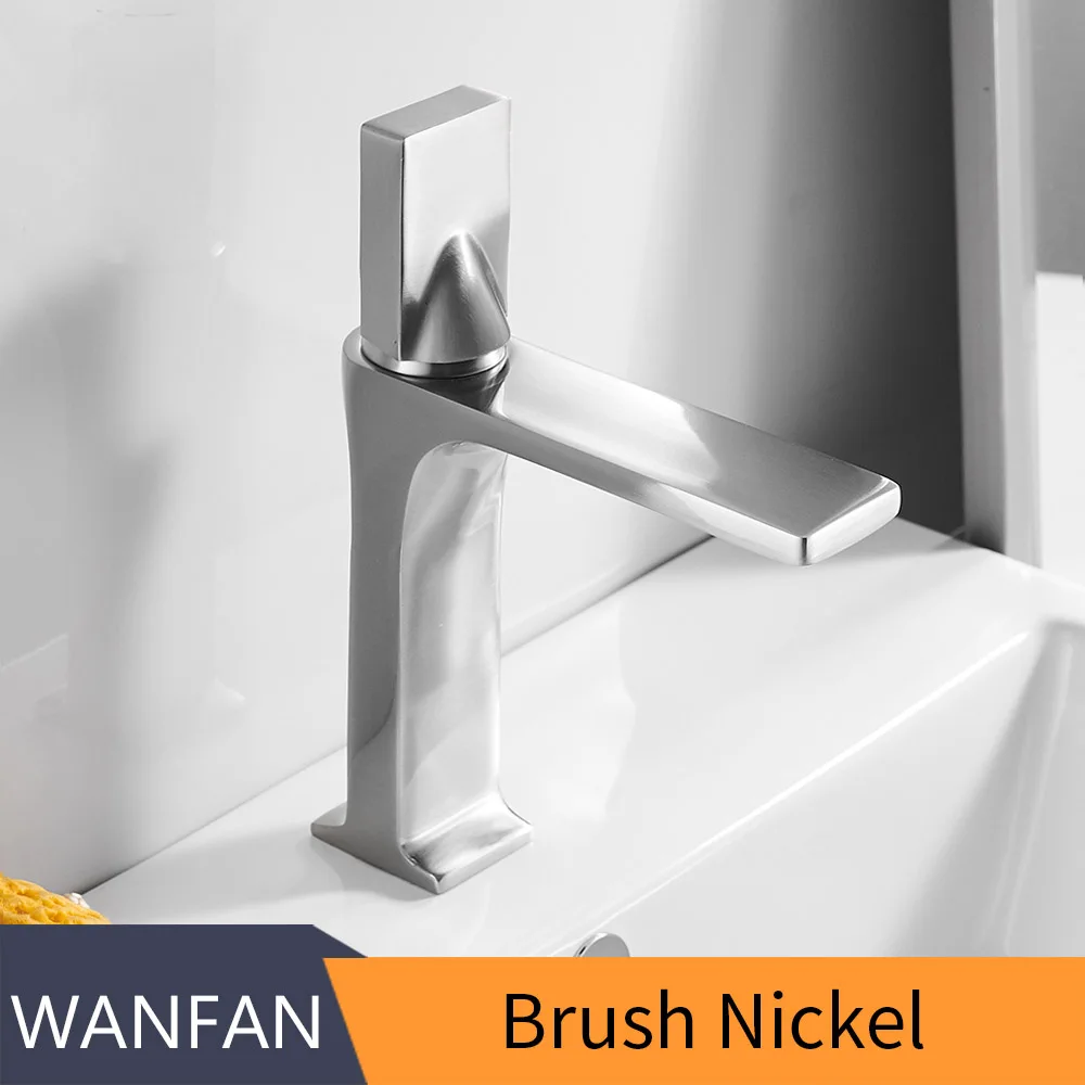 Brush Nickel Смеситель для ванной комнаты, черный, с одной ручкой, кран для горячей и холодной воды, кран для умывальника, кран для ванной комнаты на бортике, кран для раковины, 855002 - Цвет: Brush Nickel